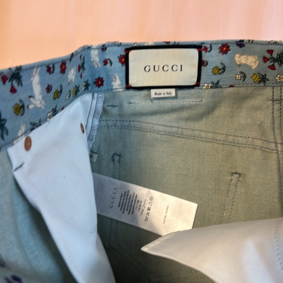 NWOT Gucci printed skirt denim xs 38 blue printed floral bunny coquette - Picture 8 of 9